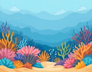 Vibrant coral reef scene perfect for children's books or educational nature illustrations underwater world