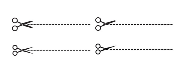 Scissors Cutting Dotted Lines Icon for Coupon or Discount Concept on White Background

