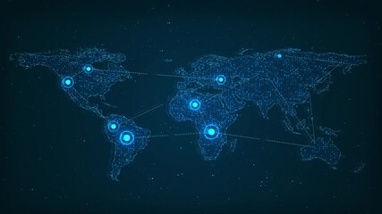 Global communication network planet earth rotating space, Business worldwide background, 4k network connections data exchange animation digital Earth. technology, cyberspace, visualization, futuristic - Powered by Adobe