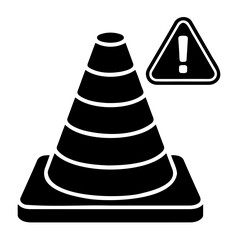  Traffic Cone & Warning Sign  Under Construction Vector Icon