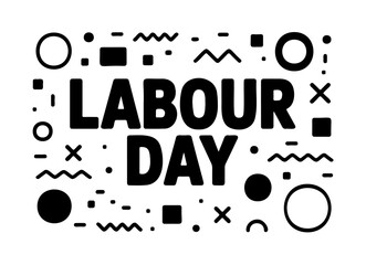 "Labour Day" Graphic with Abstract Memphis Design Elements