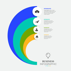 Vector infographic template, integrated circles. Business concept with 4 options. For content, diagram, flowchart, steps, parts, timeline infographics, workflow, chart