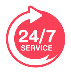 24/7 Service Icon  Always Open Customer Support Vector