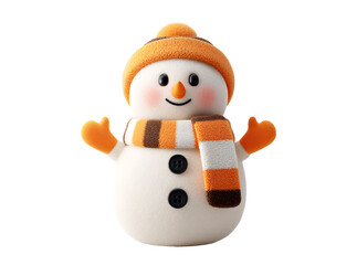 Adorable 3d rendered snowman winter holiday cheer festive, Isolated On White, Transparent Background, Png