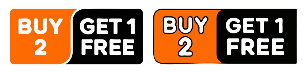  Buy 2 Get 1 Free Vector Promotion & Sale Button