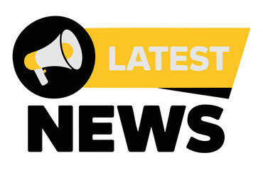 "Latest News" Banner with Megaphone Icon - Breaking News Graphic