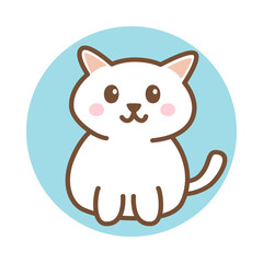 Hand draw cute cat on white background.