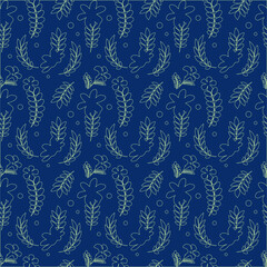 Vintage Botanical Charm: A Seamless Floral and Leaf Pattern