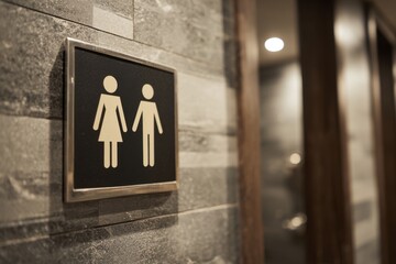Gender Neutral Restroom Sign in Modern Interior Design Setting
