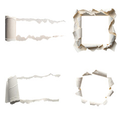 Torn Paper Edge with Transparent Center – Realistic Ripped Paper Vector Collection