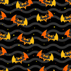 Halloween seamless pattern design with bat.