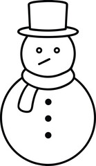 Cute snowman line art vector illustration winter holiday