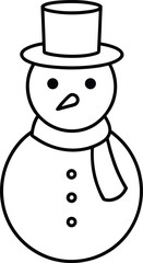 Adorable snowman line art vector illustration winter holiday