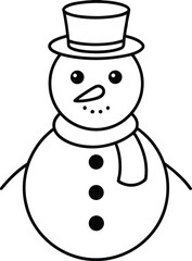 Adorable snowman line art vector illustration winter holiday
