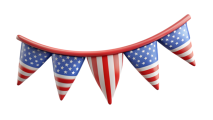 Bunting Banner With American Flag, 3D Icon