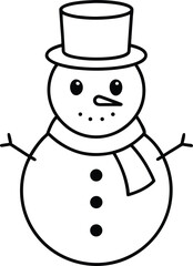 Adorable snowman line art vector illustration winter holiday