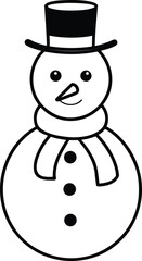 Adorable snowman line art vector illustration winter holiday
