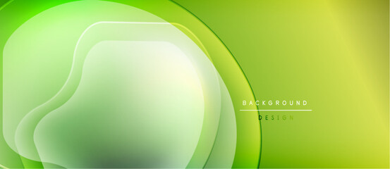 Abstract green background. Overlapping layers create fluid shapes, gradients, soft shadows. Modern design element for digital projects.
