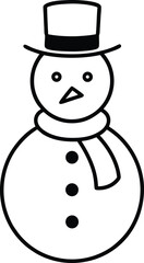 Happy snowman line art vector illustration winter holiday