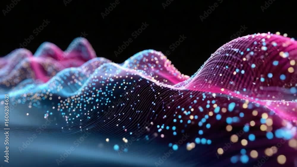 Poster abstract digital wave: a visually striking abstract representation of digital wave, rendered with vi