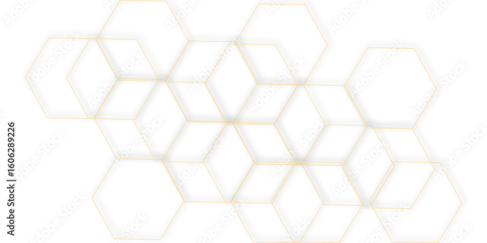 Fototapete Abstract colorful modern 3d out color line cube hexagon design technology honeycomb texture vector background.	