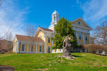 Mary Lyon Hall at Wheaton College on E Main Street in historic town center of Norton, Bristol...