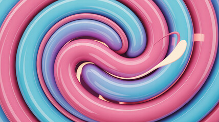 Photo of closeup of a pink and blue swirl lollipop