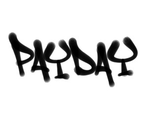 textured sprayed graffiti letters PAYDAY isolated design in black