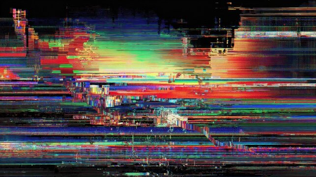 High-resolution technical difficulties screen with ultra-HD glitch art and visual noise