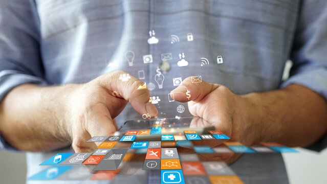 Man Using Mobile Applications on a Smartphone