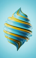 Photo of a blue and yellow swirl of whipped cream