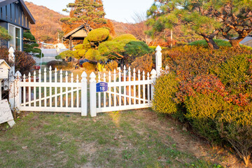 autumn landscape with fence