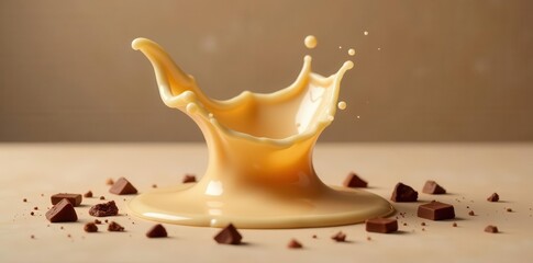 Creamy Liquid Splash with Chocolate Pieces A Delicious Visual Delight