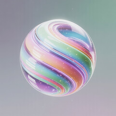 Photo of a swirling iridescent sphere with colorful light