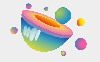 Photo of a colorful abstract sphere with smaller spheres