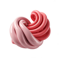 Photo of a pink and red glossy swirl isolated on white background
