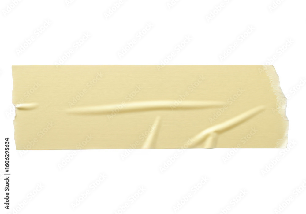 Poster a single strip of light yellow masking tape with a slightly rough torn edge isolated on a plain tran