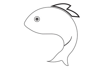 silhouette of a fish icon, vector illustration.