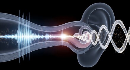 Sound waves traveling through the ear canal.