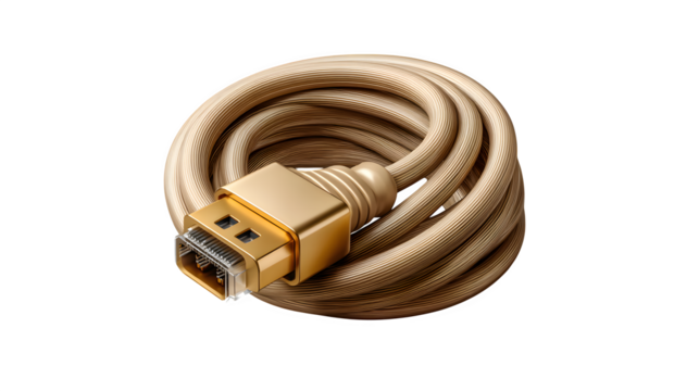 High quality, realistic photo of Braided Ethernet cable cat-8 flat design, isolated on transparent background, product photography style