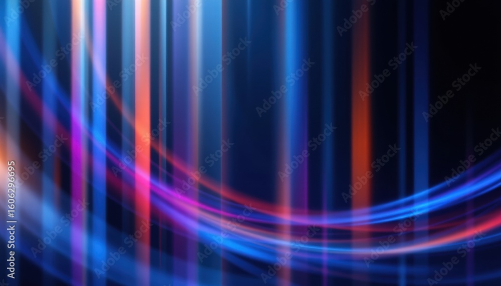 Aufkleber abstract vibrant blue and orange light waves on a dark background creating a smooth flowing pattern 