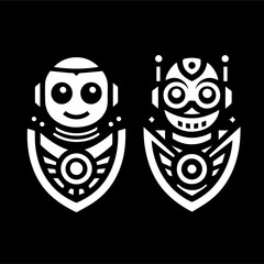 Obraz premium Black and White Robot Illustration