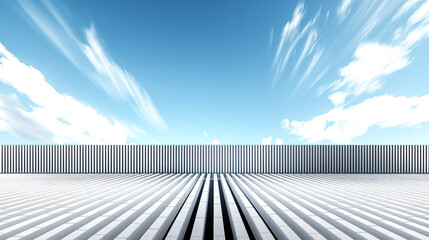 Expansive horizon view, serene landscape with blue skies and white clouds, perfect for inspirational messages or background use.