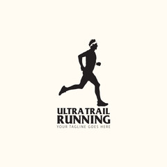 Ultra Trail running logo vector illustration on white background