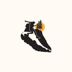 Ultra Trail running logo vector illustration on white background