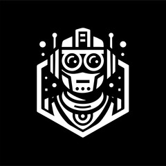 Black and White Robot Illustration