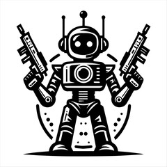 Black and White Robot Illustration