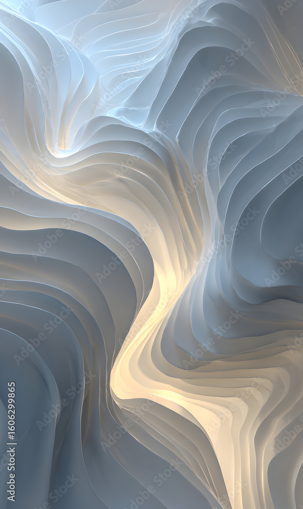 Poster abstract curves in subtle light and shadow form a flowing landscape texture artful design evoking de
