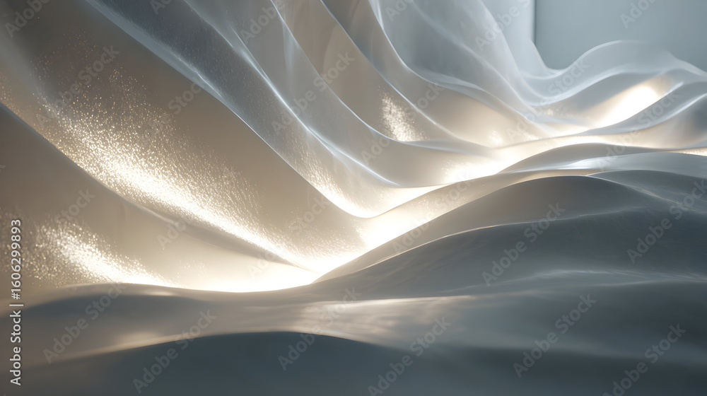 Aufkleber abstract flowing white fabric waves illuminated by gentle light creates a sense of calm airy smooth 