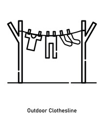 Outdoor Clothesline Icon – Drying Gear for Camping and Nature Activities